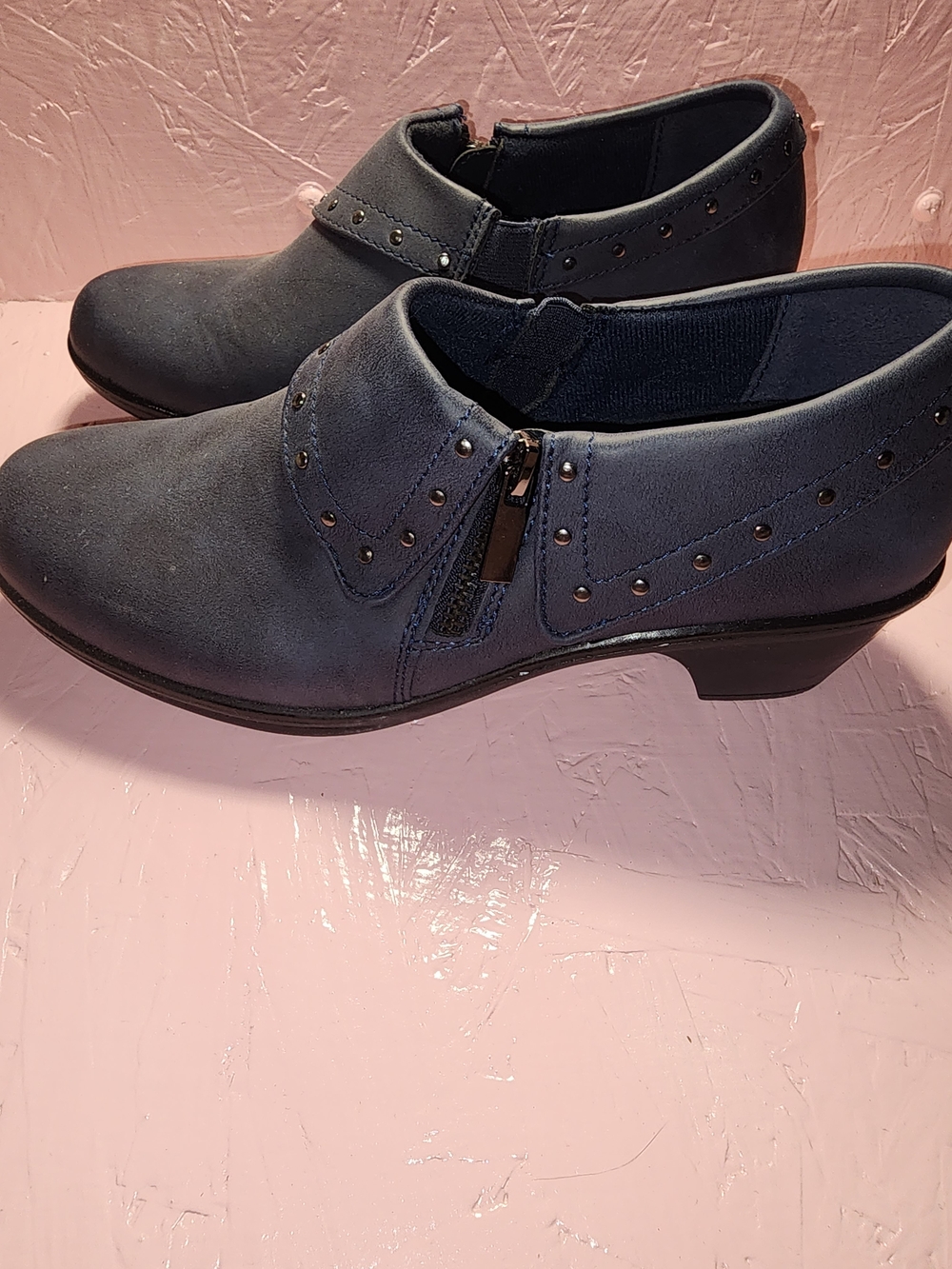 easy street Navy Studded Ankle Booties